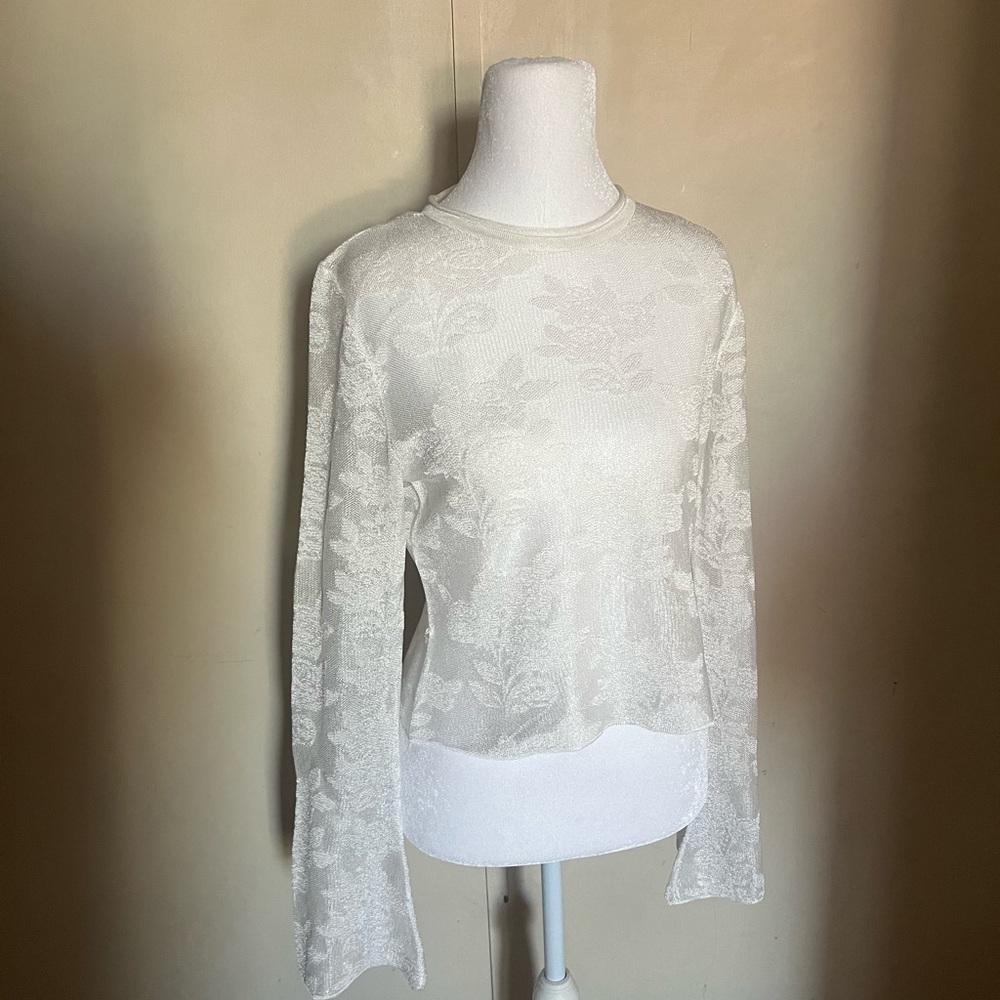 Zara white Floral Long Sleeve Top